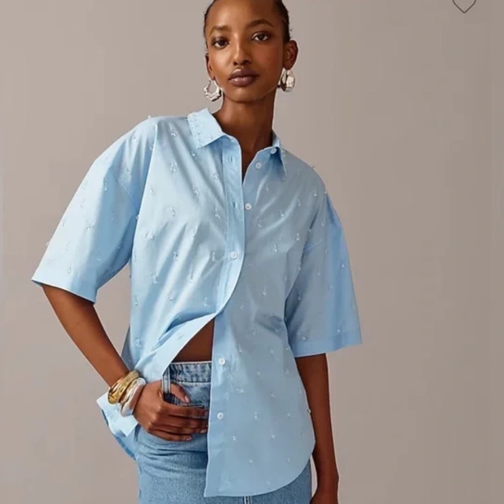 J.Crew Collection Embellished Boho Business  Elbow-party Sleeve Shirt Size 6